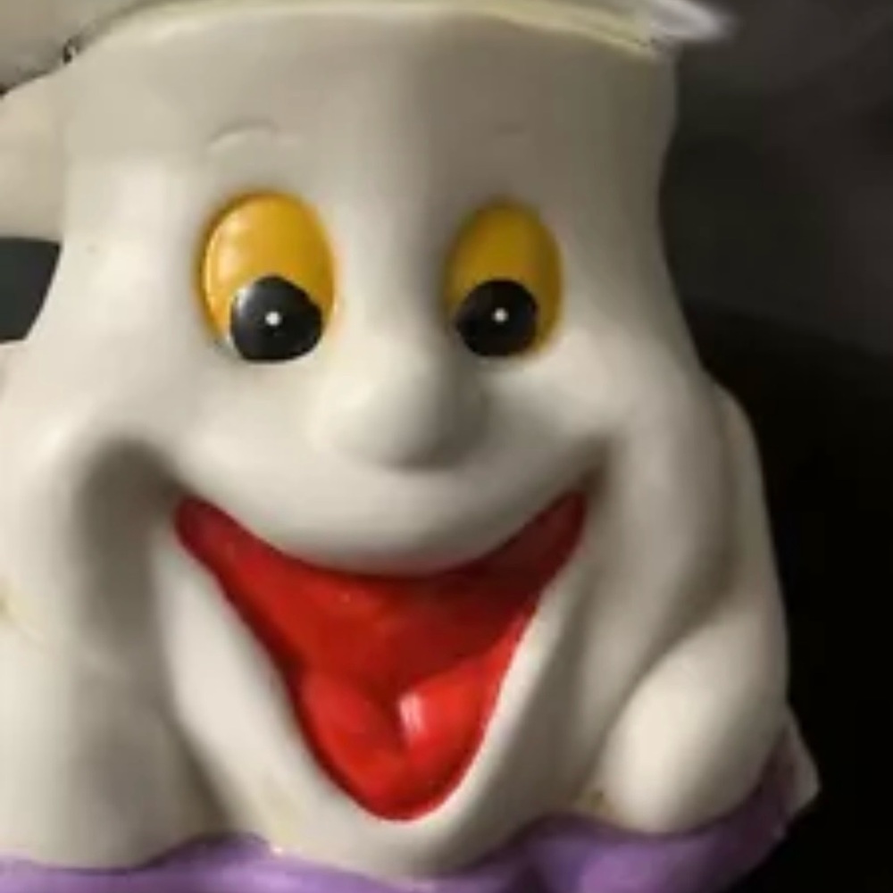 Vintahe Anchor Hocking Popcorn/Candy Bowl.Halloween Ghost Glass Porcelain - Picture 4 of 6
